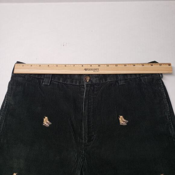 LL Bean Duck Boot Corduroy Pants Mens 34 Green Classic Fit Embroidered Winter - Picture 5 of 16